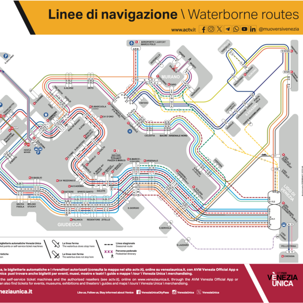 Linienübersicht Vaporetti Venedig